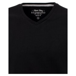 REDMOND Casual Herren T-Shirt V-Ausschnitt Regular-Fit Jersey Schwarz XL
