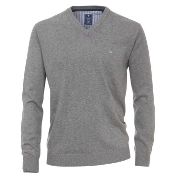 REDMOND Casual Herren Pullover Langarm V-Neck Comfort Grau L