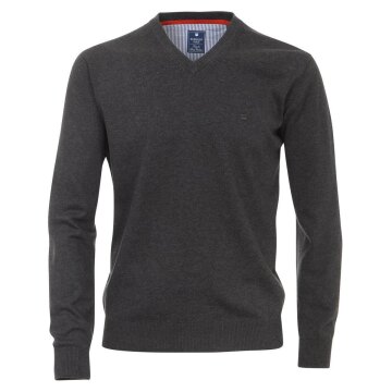 REDMOND Casual Herren Pullover Langarm V-Neck Comfort Anthrazit L