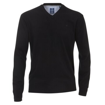 REDMOND Casual Herren Pullover Langarm V-Neck Comfort Schwarz L