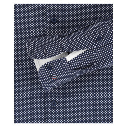 REDMOND City Herren Businesshemd Langarm Button-Down-Kragen Variomanschette Modern Fit Baumwollmix Print Marine XXL