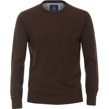 REDMOND Casual Herren Pullover Langarm Rundhals Dunkelbraun