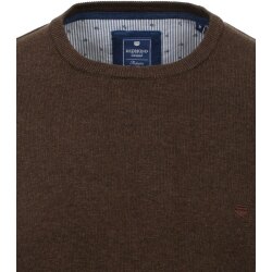 REDMOND Casual Herren Pullover Langarm Rundhals Dunkelbraun