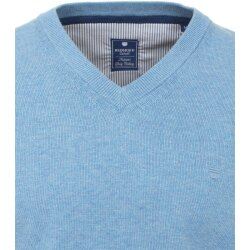 REDMOND Casual Herren Pullover Langarm V-Neck Comfort Hellblau