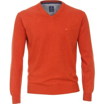 REDMOND Casual Herren Pullover Langarm V-Neck Comfort Orange