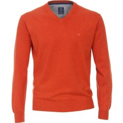REDMOND Casual Herren Pullover Langarm V-Neck Comfort Orange