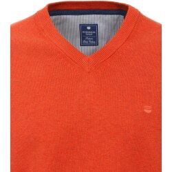 REDMOND Casual Herren Pullover Langarm V-Neck Comfort Orange