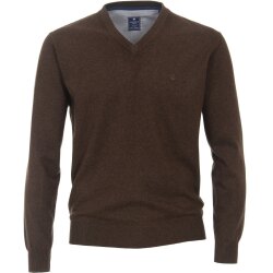 REDMOND Casual Herren Pullover Langarm V-Neck Dunkelbraun