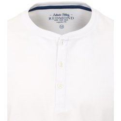 REDMOND Casual Henley Shirt Langarm Knopfleiste Regular Fit Baumwolle Jersey uni Weiß