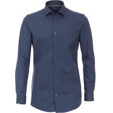 VENTI Herren Businesshemd Langarm Kent Body-Fit Jerseyflex Blau