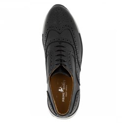 Prime Shoes SPORT OXFORD Herren Sneaker aus reinem Kalbsleder Budapester FLEX-Line Gummisohle Calf Schwarz EU40-EU47