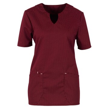beb MEDIZIN/PFLEGE Damen KASACK Kurzarm V-Neck Weinrot gepunktet