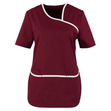 beb MEDIZIN/PFLEGE Damen KASACK Kurzarm V-Neck Weinrot gepunktet