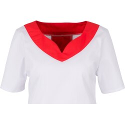 beb MEDIZIN/PFLEGE Damen KASACK Kurzarm V-Neck Stretch Weiß/Rot