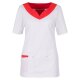 beb MEDIZIN/PFLEGE Damen KASACK Kurzarm V-Neck Stretch Weiß/Rot