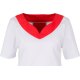 beb MEDIZIN/PFLEGE Damen KASACK Kurzarm V-Neck Stretch Weiß/Rot