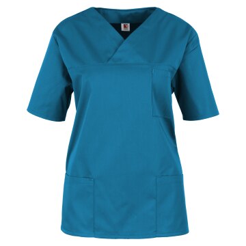 beb MEDIZIN/PFLEGE Damen KASACK Kurzarm V-Neck Baumwollmix Petrol
