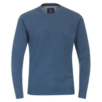 REDMOND Casual Herren Pullover Langarm Rundhals Mittelblau