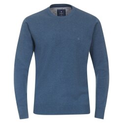 REDMOND Casual Herren Pullover Langarm Rundhals Mittelblau