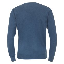 REDMOND Casual Herren Pullover Langarm Rundhals Mittelblau
