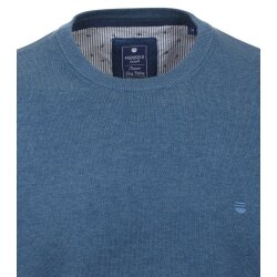 REDMOND Casual Herren Pullover Langarm Rundhals Mittelblau