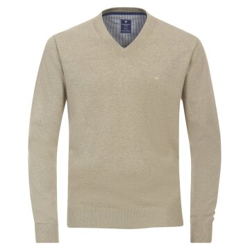REDMOND Casual Herren Pullover Langarm V-Neck Comfort Beige