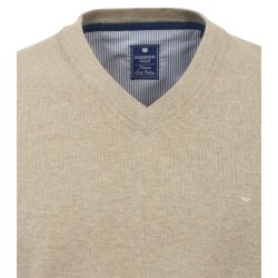 REDMOND Casual Herren Pullover Langarm V-Neck Comfort Beige