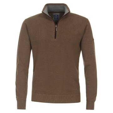 REDMOND Casual Herren Strick-Troyer Comfort Baumwolle Braun