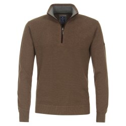 REDMOND Casual Herren Strick-Troyer Comfort Baumwolle Braun