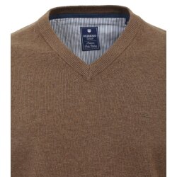 REDMOND Casual Herren Pullover Langarm V-Neck Comfort Braun L