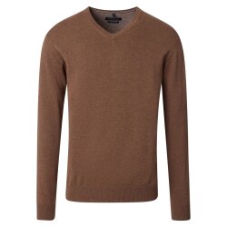 CASAMODA Herren Pullover V-Neck Regular Pima-Baumwolle Braun