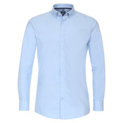 REDMOND Casual Herren Freizeithemd Langarm Button-Down-Kragen Variomanschette Regular Fit Baumwolle Oxford uni Hellblau