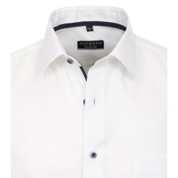 REDMOND Klassisches Herren Businesshemd Langarm Kentkragen Comfort Fit Baumwolle Struktur Bügelfrei Weiß