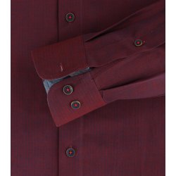 REDMOND Casual Herren Freizeithemd Langarm Button-Down-Kragen Brusttasche Regular Fit Baumwolle Twill uninah Rot