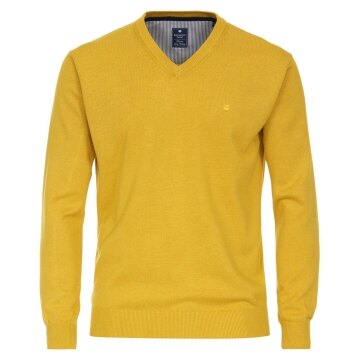 REDMOND Casual Herren Pullover Langarm V-Neck Comfort Gelb