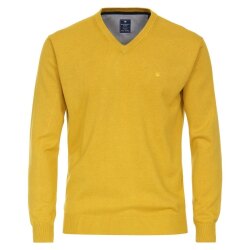 REDMOND Casual Herren Pullover Langarm V-Neck Comfort Gelb
