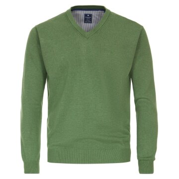 REDMOND Casual Herren Pullover Langarm V-Neck Comfort Grün