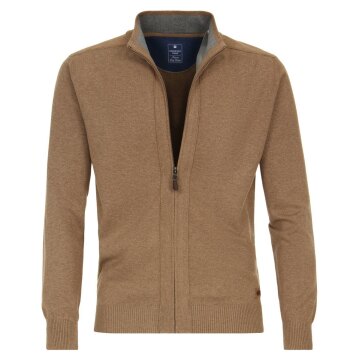 REDMOND Casual Herren Strickjacke Stehkragen Zipper Regular-Fit Camel
