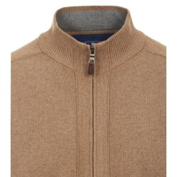 REDMOND Casual Herren Strickjacke Stehkragen Zipper Regular-Fit Camel