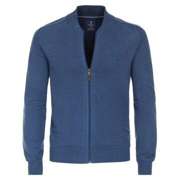 REDMOND Casual Herren Strickjacke College Zipper Comfort Blau