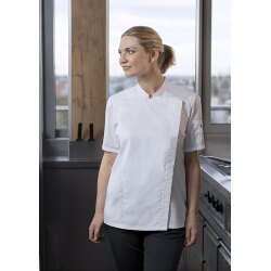 KARLOWSKY Damen Kochjacke MODERN-LOOK Kurzarm Druckknöpfe Weiß