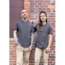KARLOWSKY Damen Kochjacke Denim-Style ROCK-CHEF® Kurzarm Schwarz