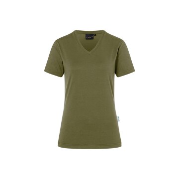KARLOWSKY Damen T-Shirt CASUAL-FLAIR V-Neck Modern Moosgrün