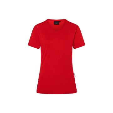 Karlowsky PASSION Workwear Damen T-Shirt CASUAL- FLAIR Kurzarm V-Neck Modern Fit Polyester/Baumwollmix OEKO-TEX® nachhaltig Rot