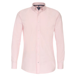 REDMOND Casual Herren Freizeithemd Langarm Button-Down-Kragen Variomanschette Regular Fit Baumwolle Oxford uni Rosa Größe 6XL