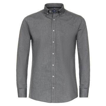 REDMOND Casual Herren Freizeithemd Langarm Button-Down-Kragen Variomanschette Regular Fit Baumwolle Oxford uni Schwarz Größe XL