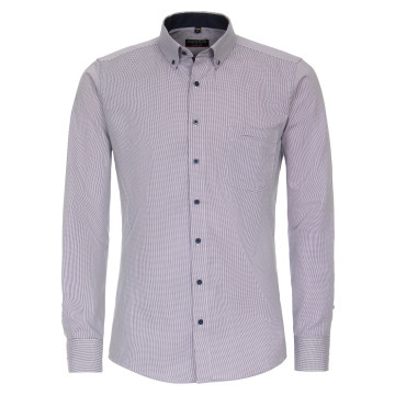 REDMOND Klassisches Herren Businesshemd Langarm Button-Down-Kragen Comfort Fit Baumwolle Struktur Bügelfrei Rosa Größe L