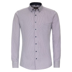 REDMOND Klassisches Herren Businesshemd Langarm Button-Down-Kragen Comfort Fit Baumwolle Struktur Bügelfrei Rosa Größe L