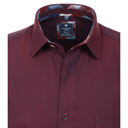 REDMOND Casual Herren Freizeithemd Langarm Button-Down-Kragen Brusttasche Regular Fit Baumwolle Twill uninah Rot Größe XL