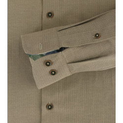 REDMOND Casual Herren Freizeithemd Langarm Button-Down-Kragen Brusttasche Regular Fit Baumwolle Twill uninah Braun Größe 3XL